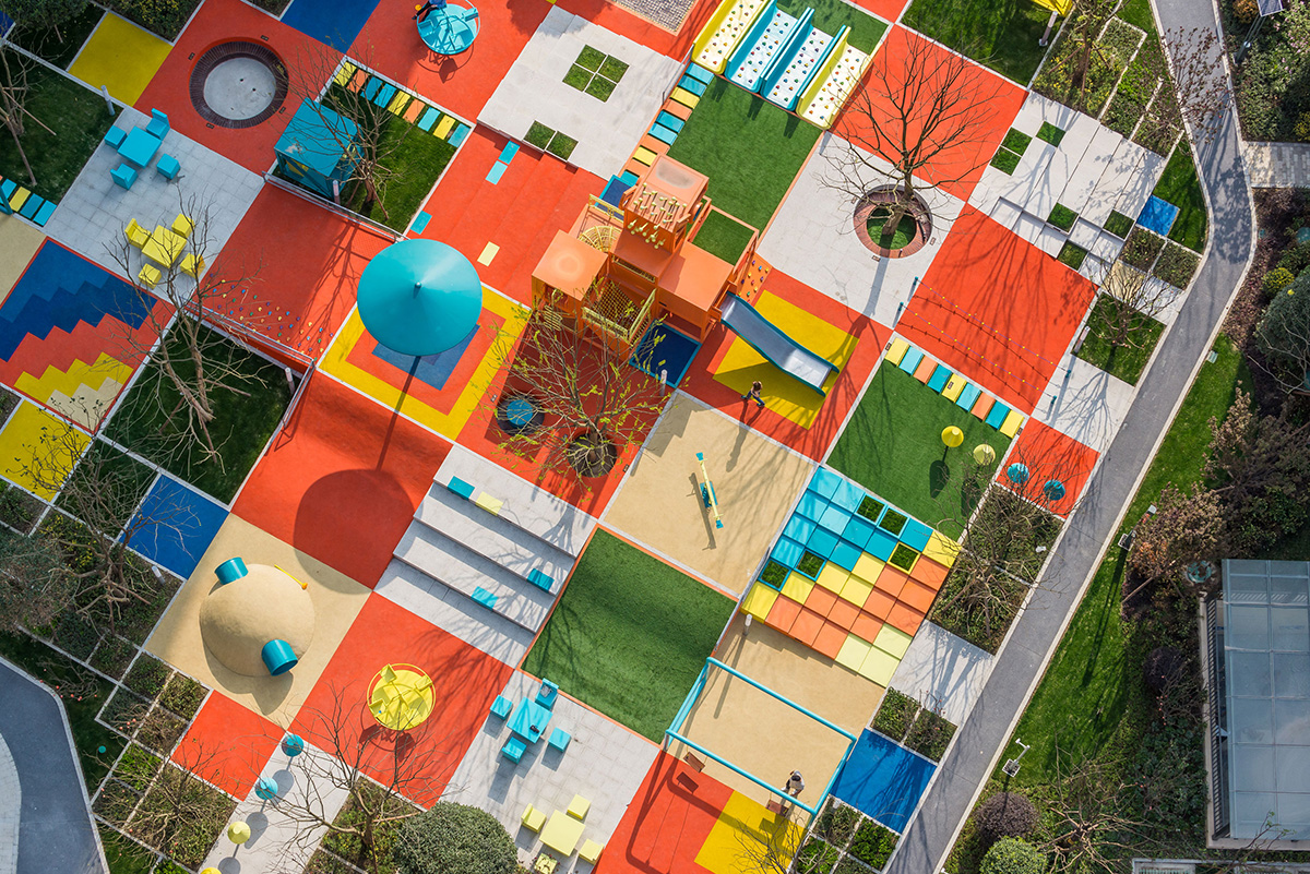 Parque infantil como un conjunto de píxeles