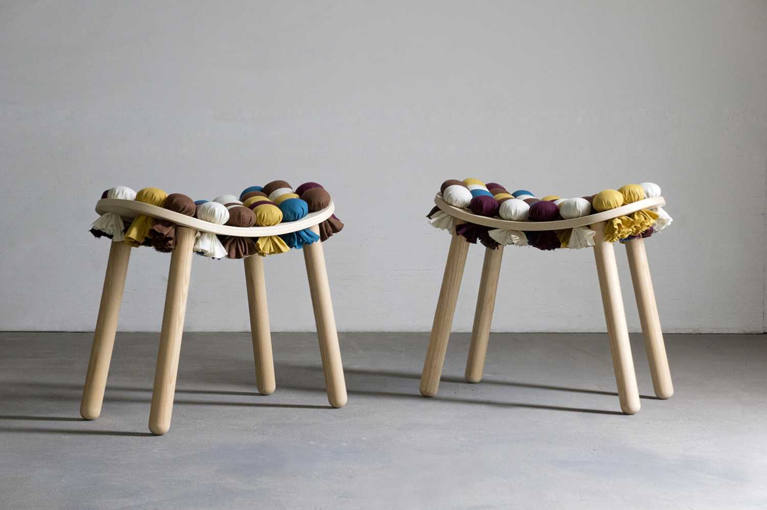 Mochi Stools upholstered wooden stools