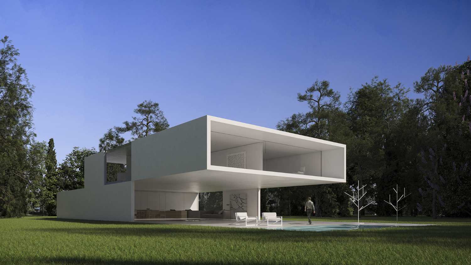 casa minimalista girono spagna struttura cemento a sbalzo