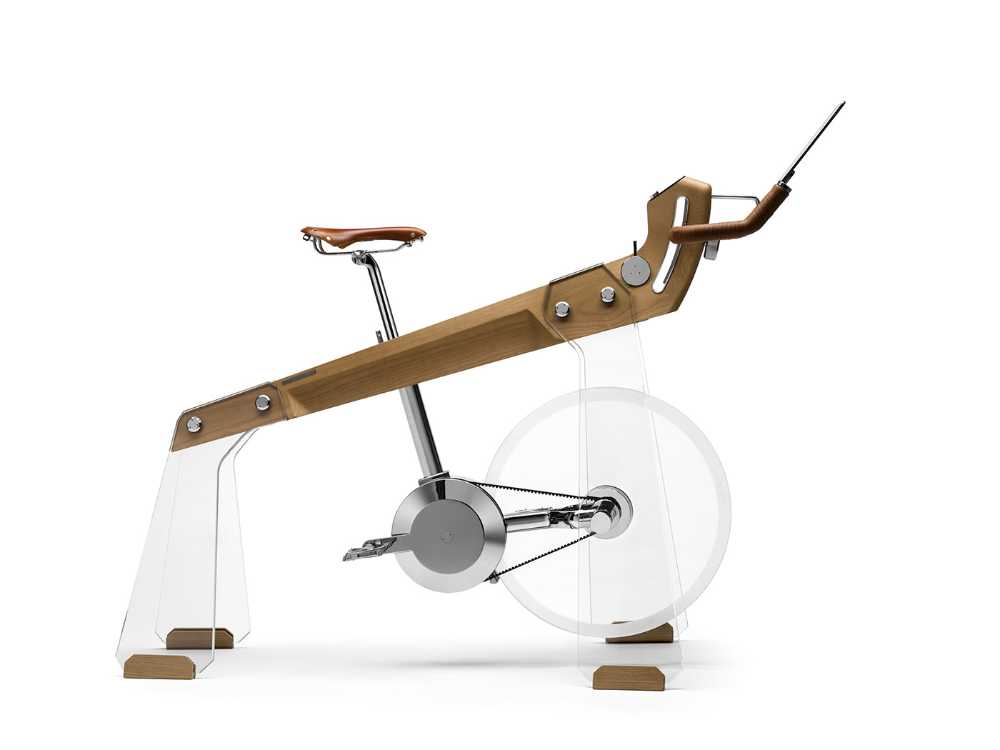 bicicletta home welness legno e plexiglass