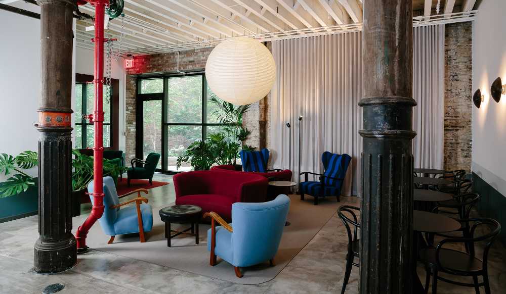 office new york open space columns exposed beams